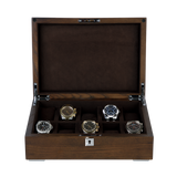A luxury Black-Walnut Solid Wood Watch Box. Holds ten watches.